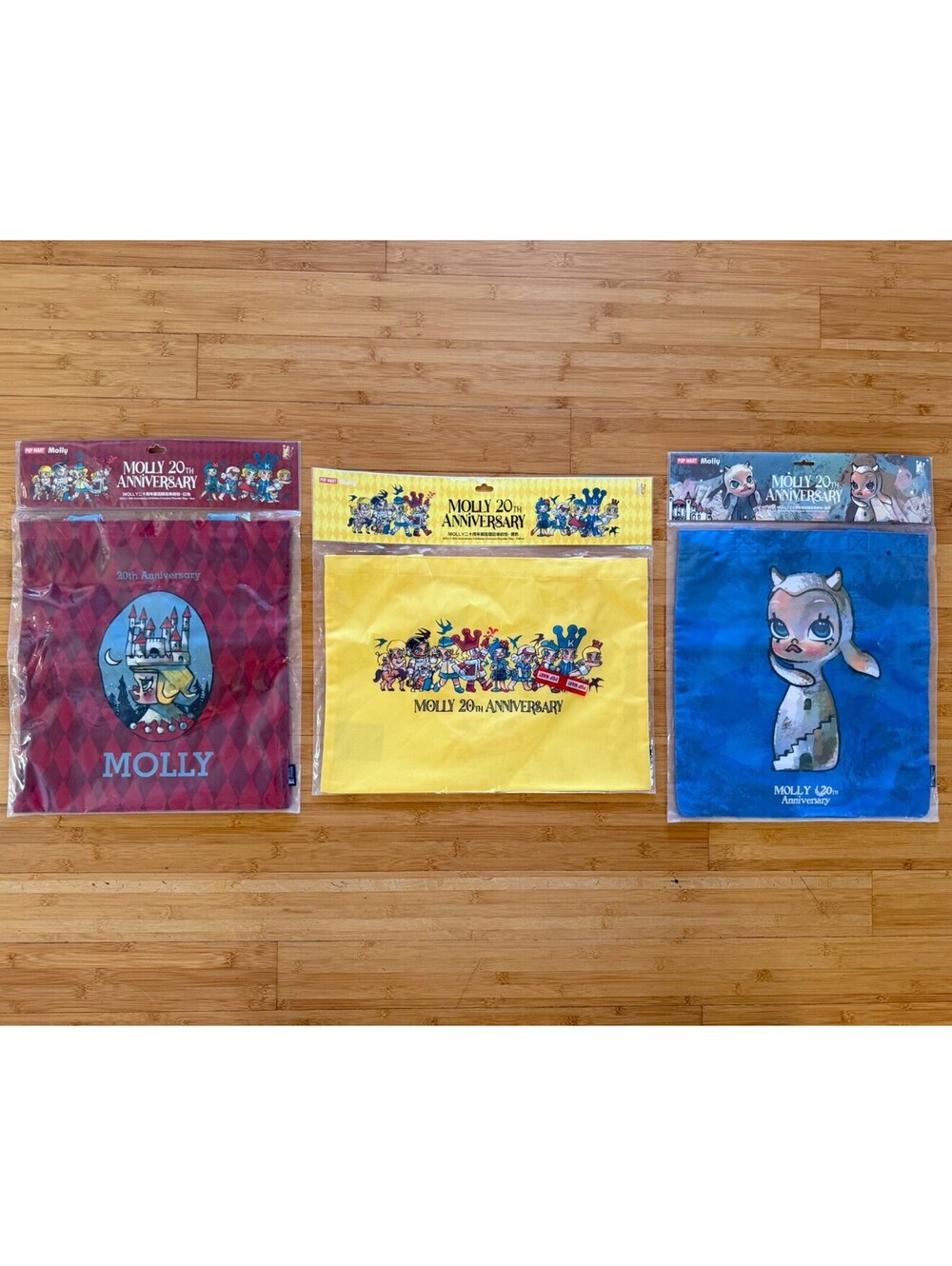 POP MART Molly 20th Anniversary Cotton Canvas Tote Bag Set of 3 NEW Sealed